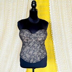 Lunaire Underwire Strapless Black Lace Corset Bustier Bra 38DDD